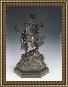Saint George And The Dragon Framed Paintings - St George and the Dragon, Victory Leading sketch-model for a proposed War Memorial by Alfred Gilbert