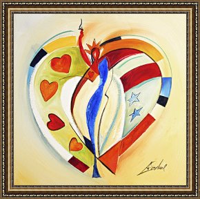 Heart Framed Paintings - AMERICAN HEARTS I by Alfred Gockel