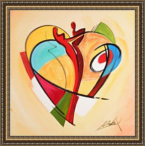 Heart Framed Paintings - AMERICAN HEARTS III by Alfred Gockel
