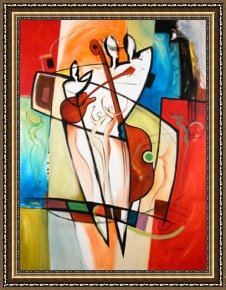Music Framed Paintings - BEGINNING OF LOVE & MUSIC by Alfred Gockel