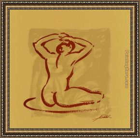 Alfred Framed Paintings - Body Language I (gold) by Alfred Gockel