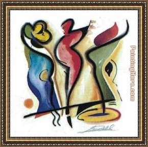 Dancing in The Wind Framed Paintings - Dancing by Alfred Gockel