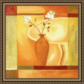 Color Study of Squares Framed Paintings - Flowers on the Square II by Alfred Gockel