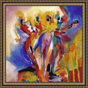 Jazz Framed Paintings - Jazz Explosion II by Alfred Gockel