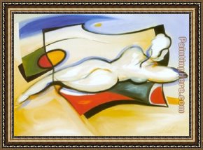Alfred Framed Paintings - Nude On Beach by Alfred Gockel