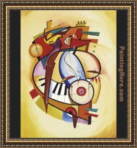 Spirits at Play II Framed Paintings - Play It Again I by Alfred Gockel