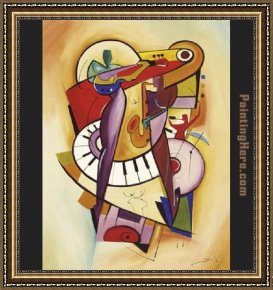 Spirits at Play II Framed Paintings - Play It Again II by Alfred Gockel