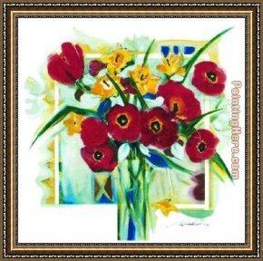 Gockel Framed Paintings - Red Poppies In Vase by Alfred Gockel
