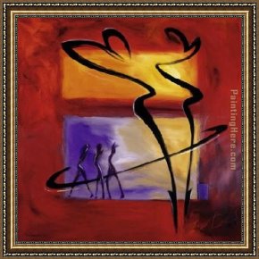 Alfred Framed Paintings - Rhumba in Red I by Alfred Gockel