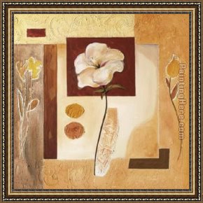 Gockel Framed Paintings - Rustic Flower Collage II by Alfred Gockel