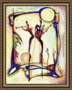 Guitar with Clarinet Framed Paintings - Spotlight On Guitar by Alfred Gockel