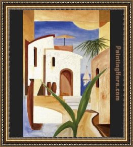 Street Framed Paintings - Streets of Morocco II by Alfred Gockel