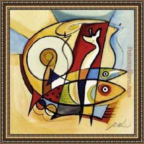 Miracle of The Bread And Fish Framed Paintings - Sun Fish II by Alfred Gockel