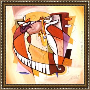 Alfred Framed Paintings - Wailing on the Sax by Alfred Gockel