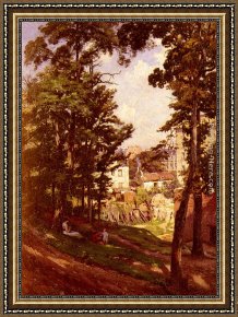 Eze-sur-mer Framed Paintings - La Famille Du Peintre Sur Les Hauteurs De Montmartre by Alfred Renaudin