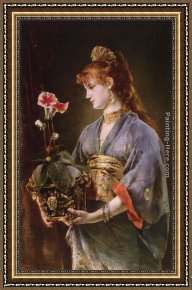 Portrait of a Woman Framed Paintings - Portrait of a Woman by Alfred Stevens