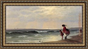 Alfred Thompson Bricher Framed Paintings - At the Shore by Alfred Thompson Bricher