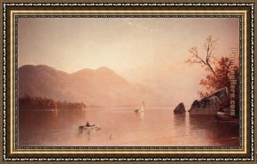 Alfred Thompson Bricher Framed Paintings - Autumn Mist Lake George New York by Alfred Thompson Bricher