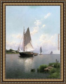 A Long Island River Framed Paintings - Blue Point_ Long Island by Alfred Thompson Bricher