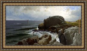 Alfred Thompson Bricher Framed Paintings - Castle Rock Marblehead by Alfred Thompson Bricher