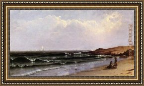 The Seashore Framed Paintings - Children at the Seashore by Alfred Thompson Bricher