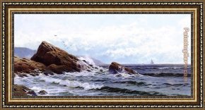 Alfred Thompson Bricher Framed Paintings - Crashing Waves by Alfred Thompson Bricher