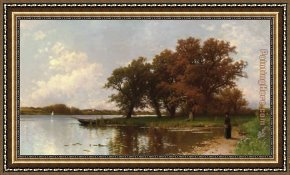 A Long Island River Framed Paintings - Early Autumn on Long Island by Alfred Thompson Bricher
