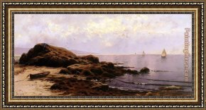 Alfred Thompson Bricher Framed Paintings - Low Tide Bailey's Island Maine by Alfred Thompson Bricher