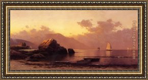 Grand Framed Paintings - Misty Day Grand Manan by Alfred Thompson Bricher