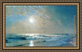 Alfred Framed Paintings - Morning at Atlantic City New Jersey by Alfred Thompson Bricher
