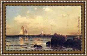 Isle of Sky Framed Paintings - Mule Island Isle of Shoals by Alfred Thompson Bricher