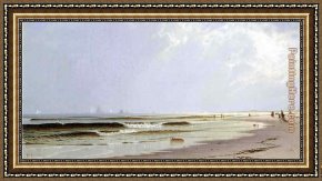 Alfred Thompson Bricher Framed Paintings - Newport Beach by Alfred Thompson Bricher