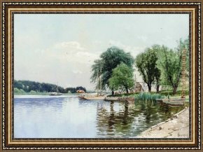 A Long Island River Framed Paintings - Rockaway Beach_ Long Island by Alfred Thompson Bricher