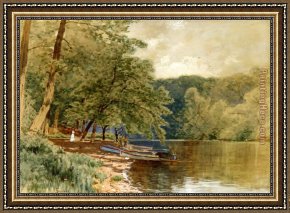 Alfred Thompson Bricher Framed Paintings - Rowboats for Hire by Alfred Thompson Bricher