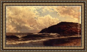 Rocky Coast Framed Paintings - Seascape Coast of Maine by Alfred Thompson Bricher