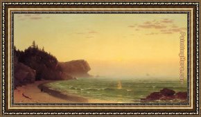 Alfred Thompson Bricher Framed Paintings - Seascape Sunset by Alfred Thompson Bricher