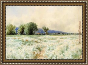 Alfred Thompson Bricher Framed Paintings - The Daisy Field by Alfred Thompson Bricher
