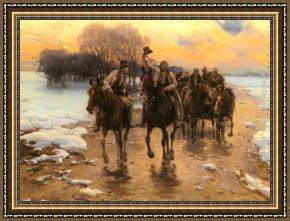 Return Framed Paintings - The Happy Return by Alfred von Kowalski Wierusz