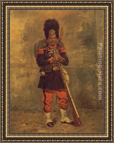 Alphonse De Neuville Framed Paintings - French Grenadier by Alphonse de Neuville