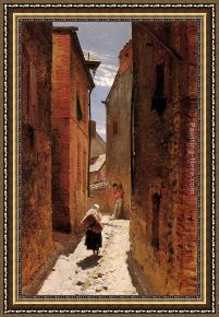 Alphonse De Neuville Framed Paintings - Street In The Old Town by Alphonse de Neuville