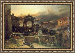 Alphonse De Neuville Framed Paintings - The Cemetery at St. Privat by Alphonse de Neuville
