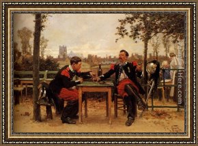 Alphonse De Neuville Framed Paintings - The Commander's Feast by Alphonse de Neuville