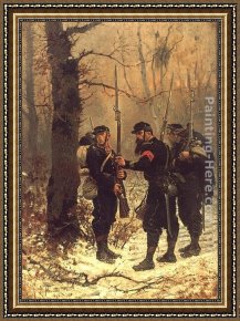 Alphonse De Neuville Framed Paintings - The Post of Danger by Alphonse de Neuville