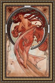 Mucha Framed Paintings - Dance by Alphonse Maria Mucha