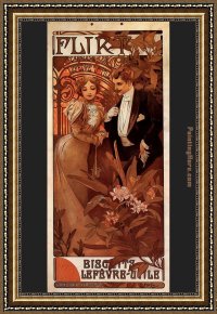 Mucha Framed Paintings - Flirt by Alphonse Maria Mucha