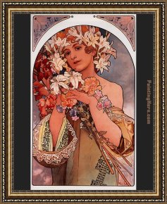 Mucha Framed Paintings - Flower by Alphonse Maria Mucha