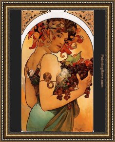 Mucha Framed Paintings - Fruit by Alphonse Maria Mucha