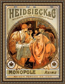Mucha Framed Paintings - Heidsieck and Co by Alphonse Maria Mucha