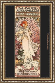 Mucha Framed Paintings - La Dame aux Camelias by Alphonse Maria Mucha