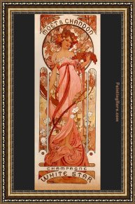 Mucha Framed Paintings - Moet and Chandon White Star by Alphonse Maria Mucha